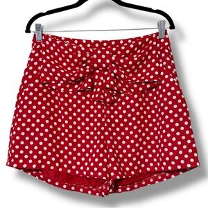 LC Lauren Conrad Disney medium Minnie Mouse Polka Dot Shorts red white bow zips